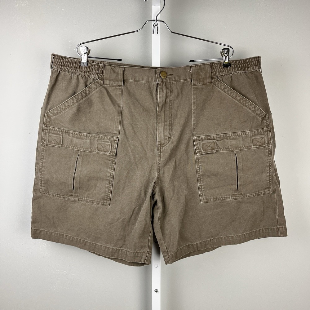 Cabela's Canvas 6 Pocket Cargo Shorts Mens Size 46‎ Brown 100% Cotton Outdoors